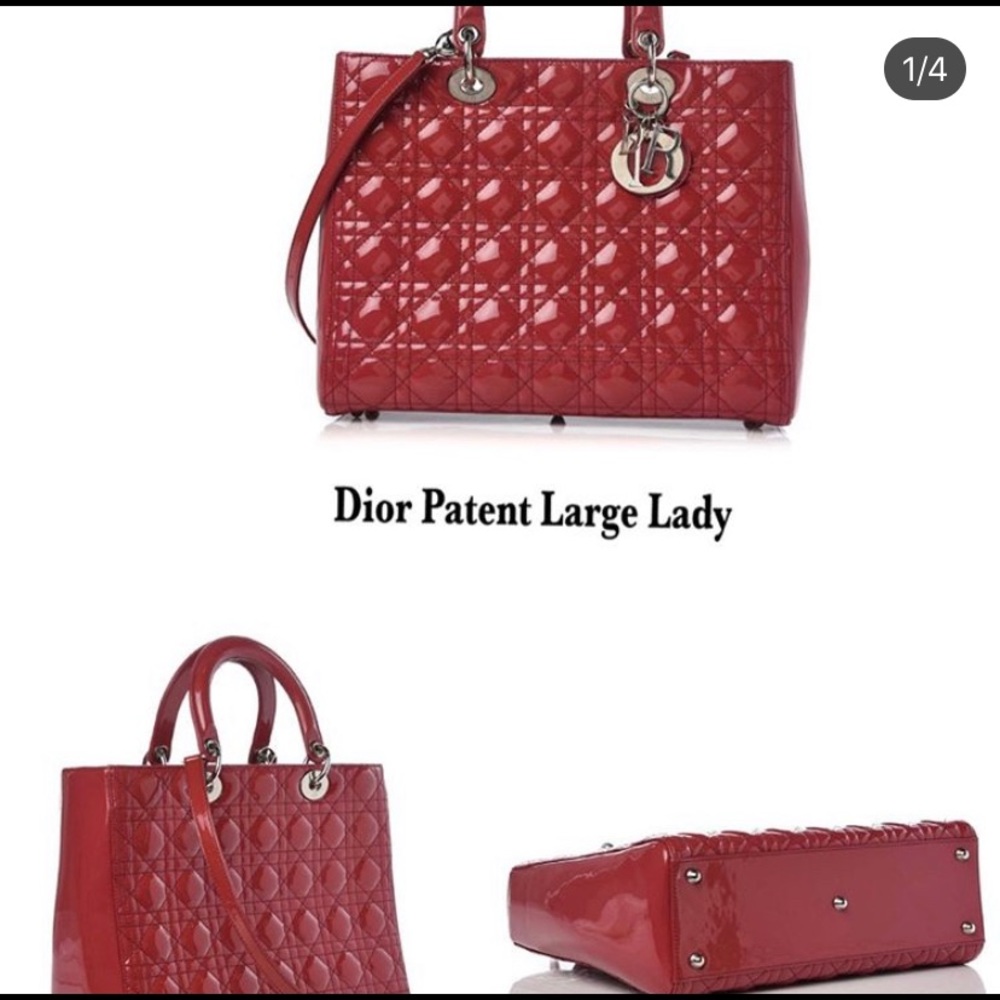 Lady Dior Patent Red with strap